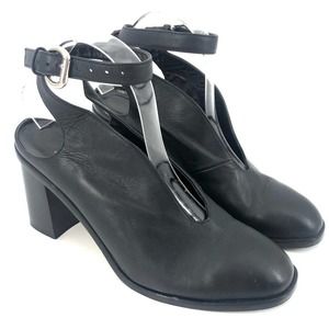 ASKA Madelyn Calf Leather Ankle Wrap Mule Heels SZ 41 EU / 11 US